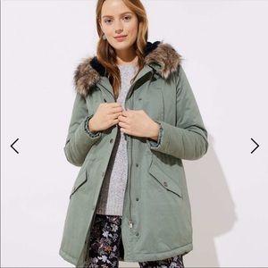 Loft Olive Green Faux fur lined winter coat